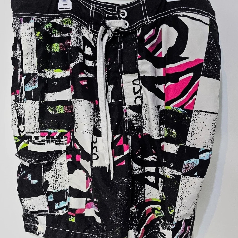 Arizona Jean Co. Black Swimsuit Trunks Board Shorts Drawstring Men's Size Large